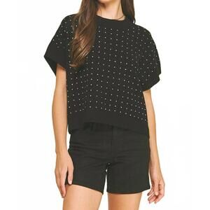 NEW PINCH stone embroidered sweater in black